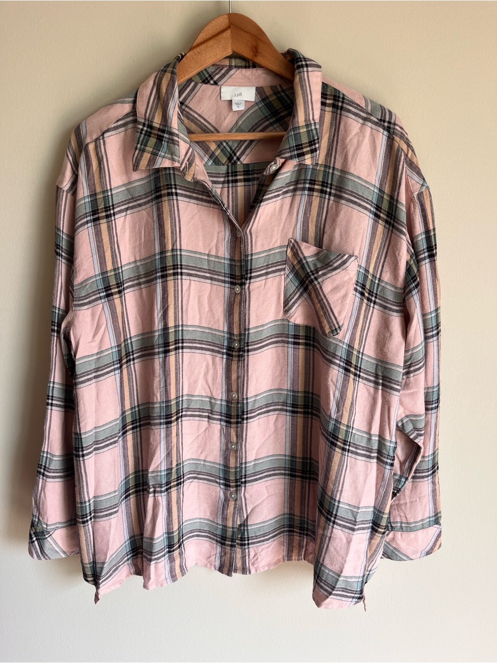 J. Jill Women's Plaid Button Front Long Sleeve Shirt Size XL